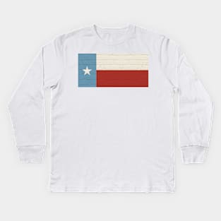 Texas Flag, vintage brick, 6th street mural, Austin Kids Long Sleeve T-Shirt